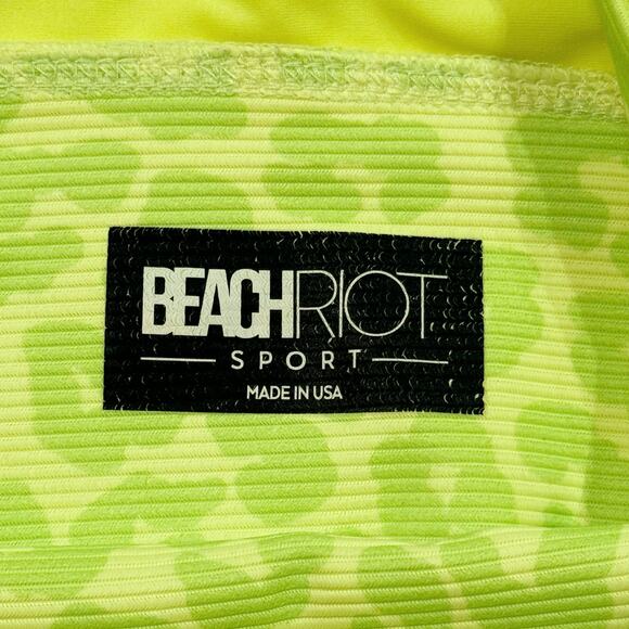 Beach Riot L Leah Sports Bra Top Lemon Lime Leopard Workout Gym Crop Yoga Neon - Picture 8 of 9